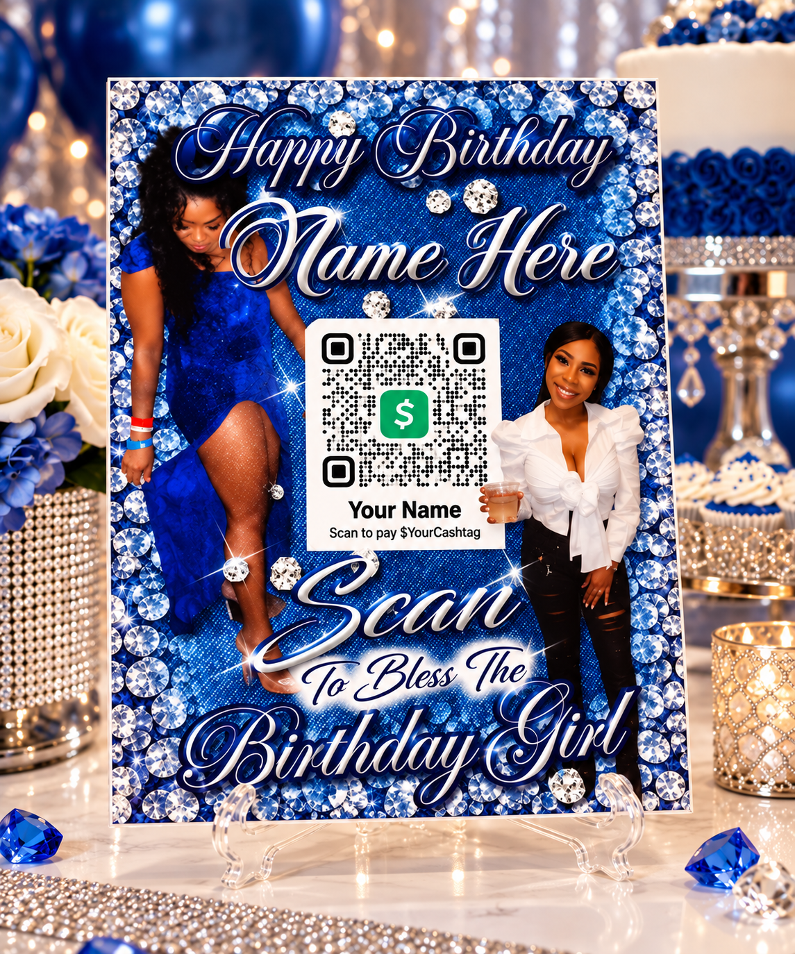 Custom 8x10 money and Cash App party table sign