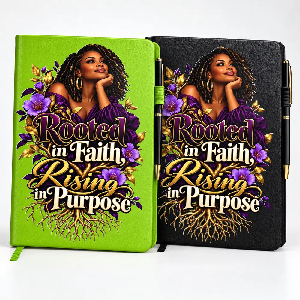 Rooted in Faith, Rising in Purpose journal mockup