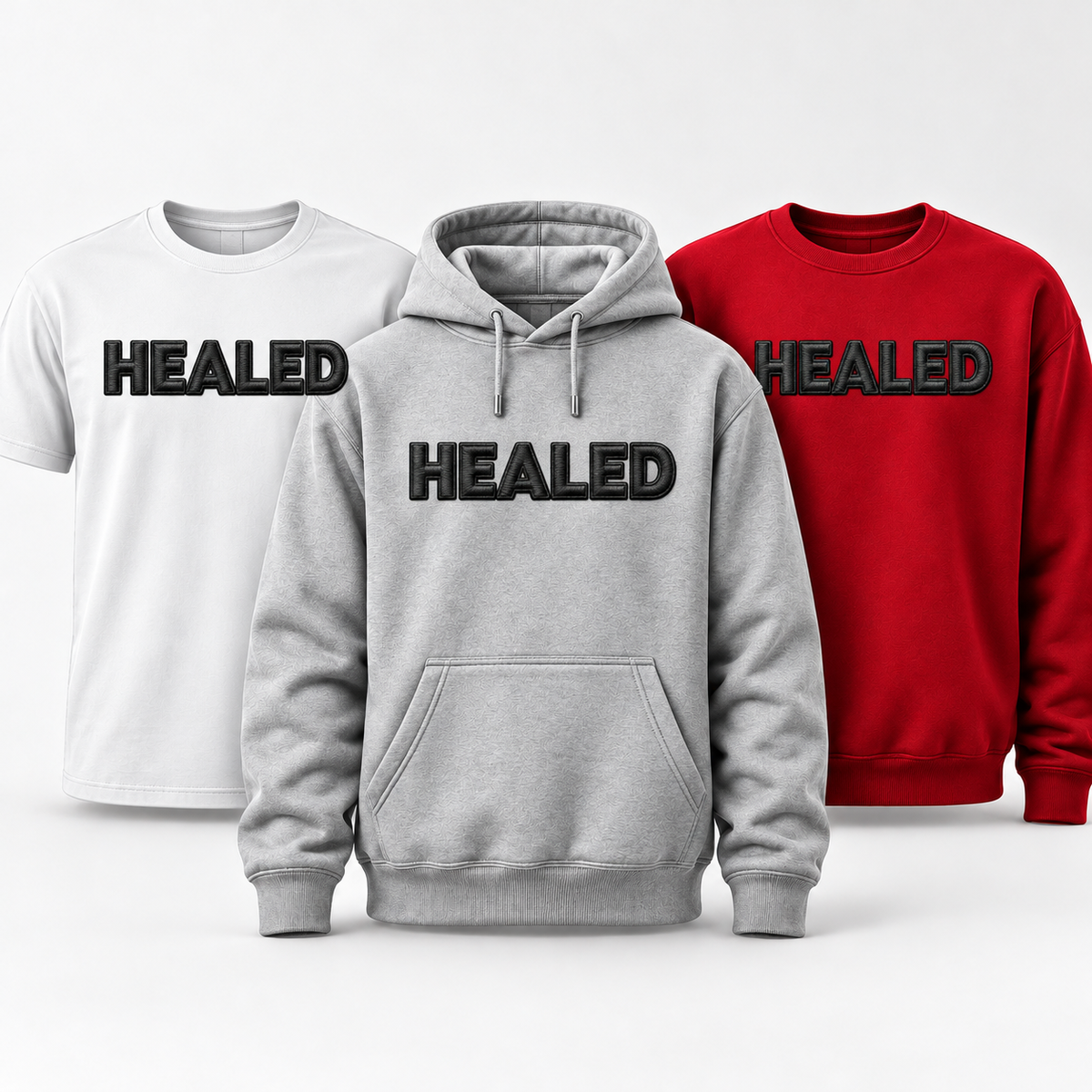 HEALED black design apparel trio