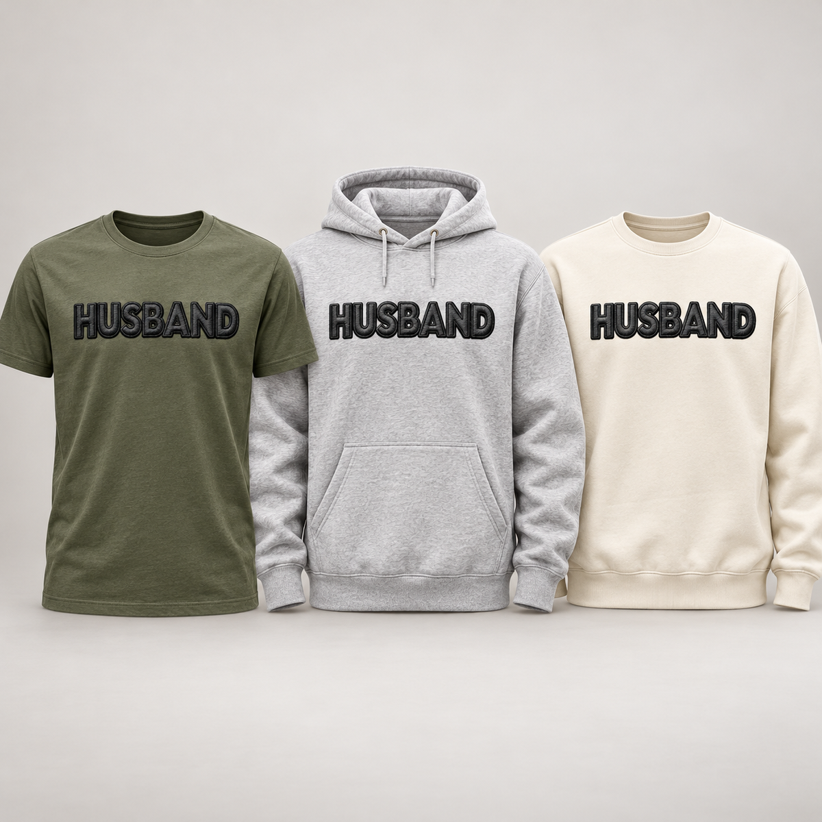 HUSBAND black design apparel trio