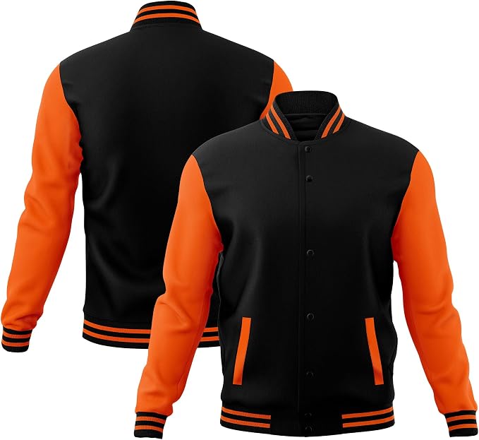 Black and orange custom varsity jacket