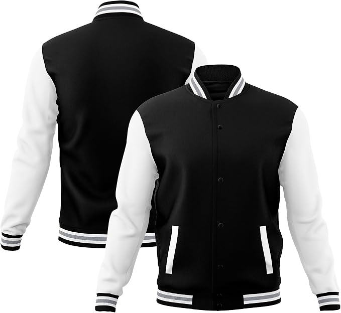 Black and white custom varsity jacket