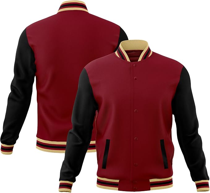 Red and black custom varsity jacket