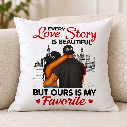 Every Love Story Is Beautiful couple pillow mockup