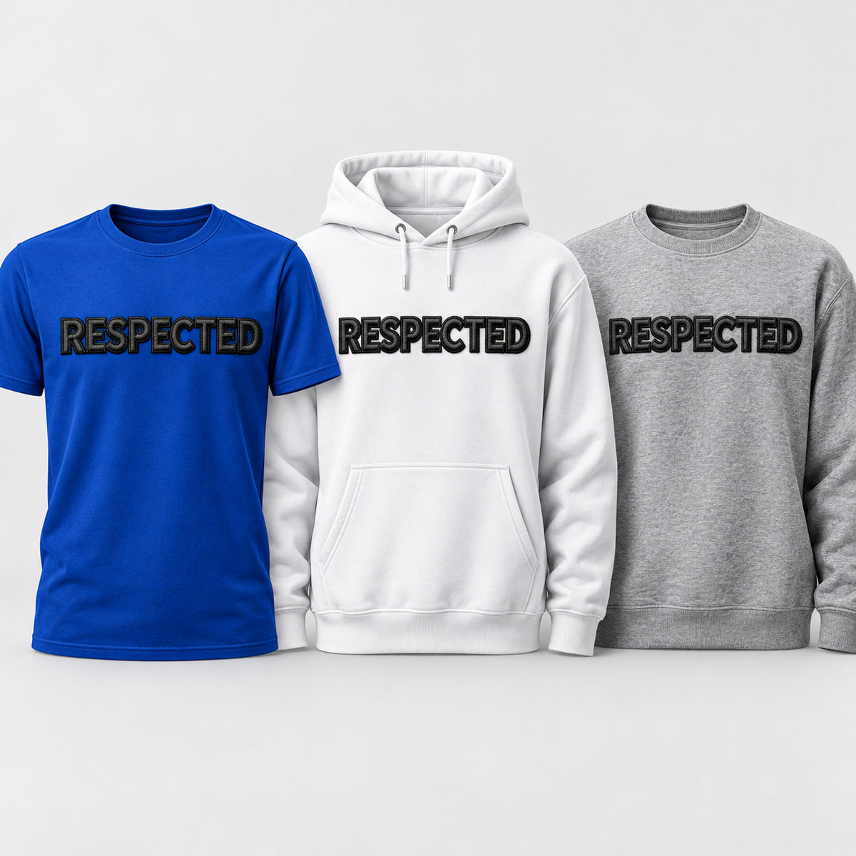 RESPECTED black design apparel trio