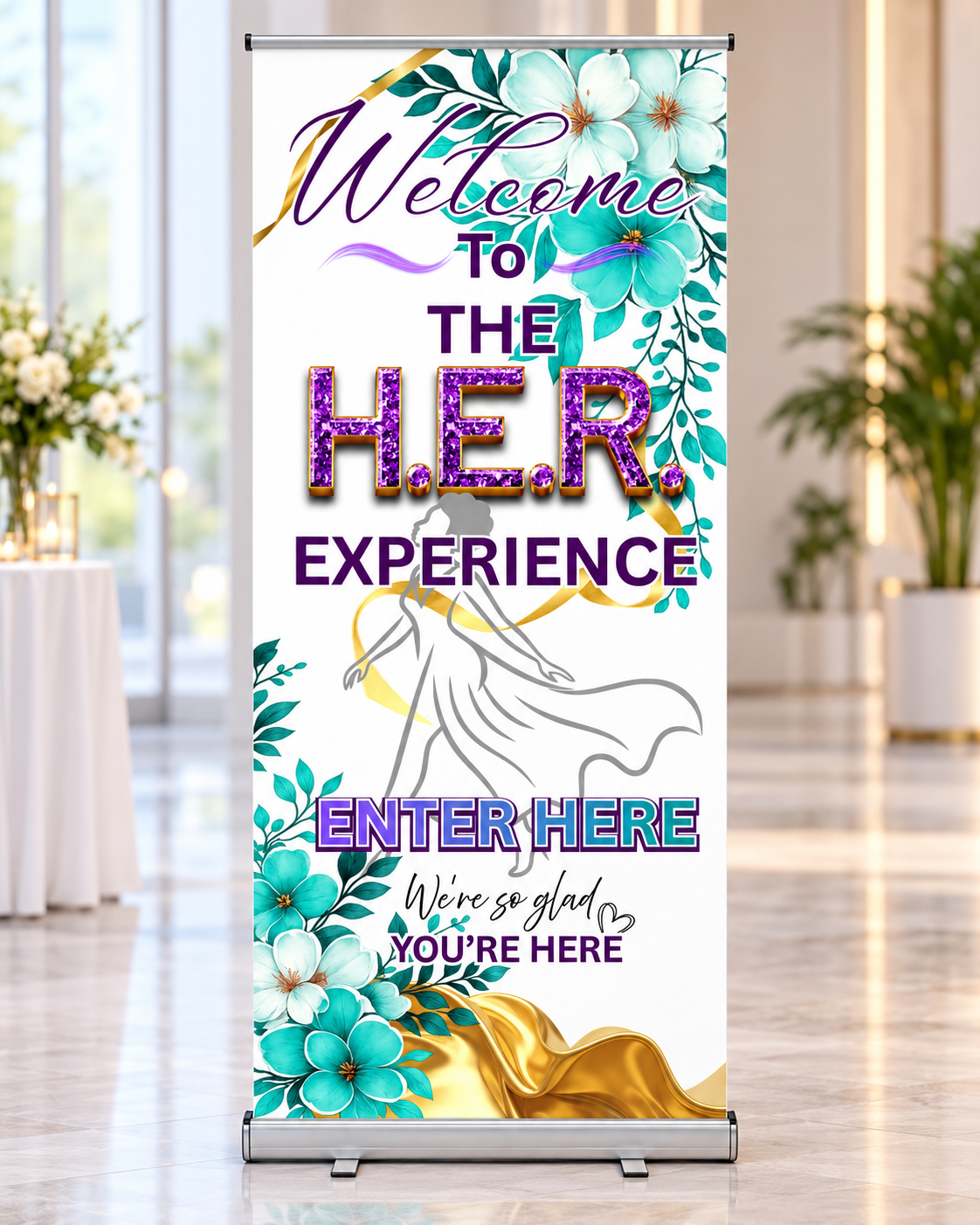 35 x 80 custom retractable banner example with stand