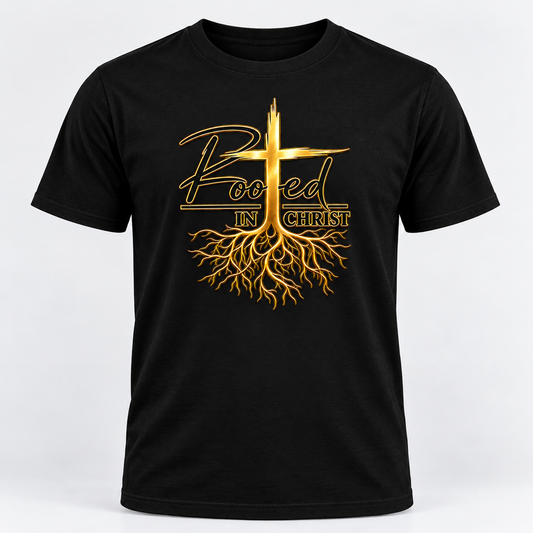 Rooted in Christ black t-shirt