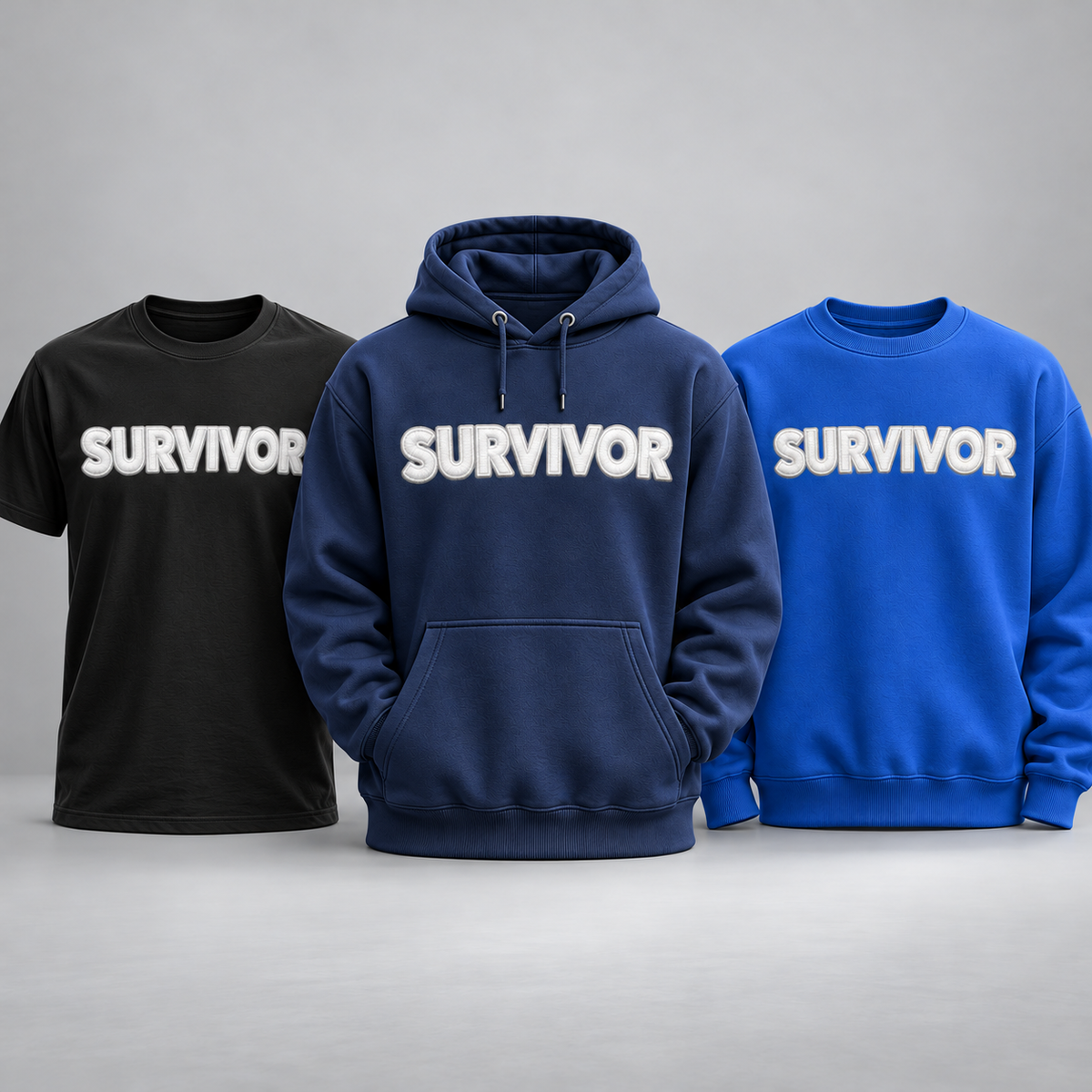 SURVIVOR white design apparel trio